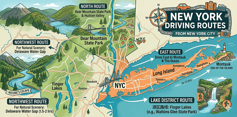 纽约周边周末自驾路线推荐：轻松出发的短途旅行指南