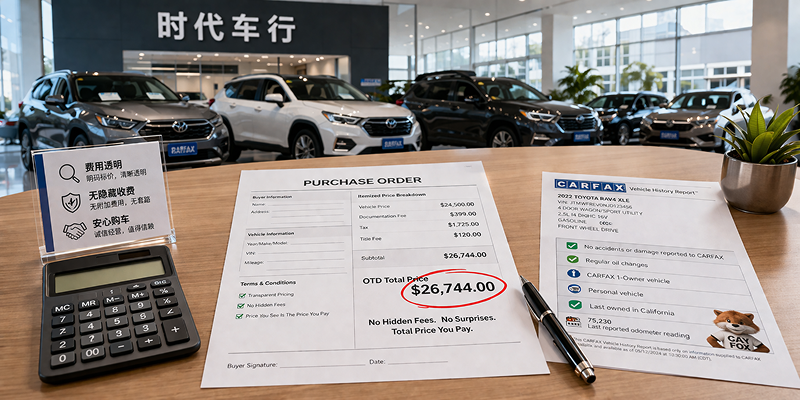 美国买车 OTD 怎么算？时代车行手把手教你拆解落地价，拒绝隐藏收费！